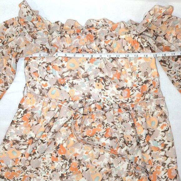 NWT Petal & Pup | Off The Shoulder Beige Floral Boho Mini Dress | Size 6 - Picture 10 of 13